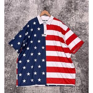 Greater Half Polo Shirt XXXL Mens USA American Flag Short Sleeve Performance